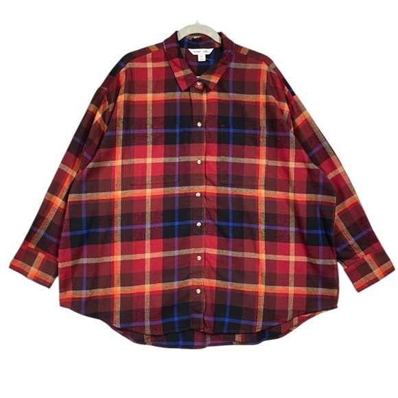 NWOT Old Navy The Boyfriend Shirt Long Sleeve Flannel Button Up Sz XXL - Picture 1 of 6